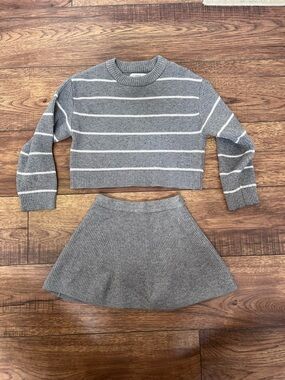 Zara Soft Gray Ribbed Knit Set